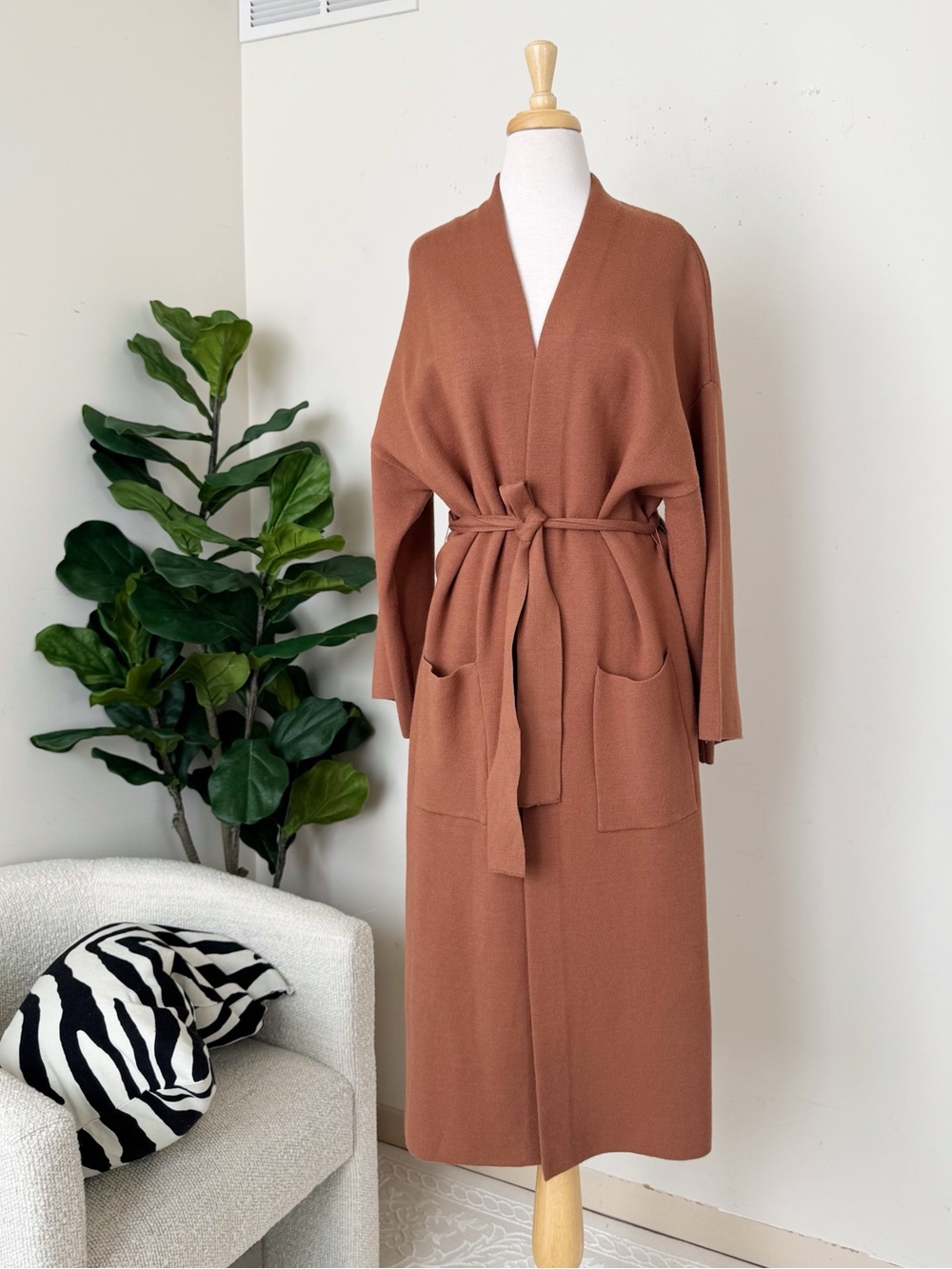 Camel Coatigan with Belt